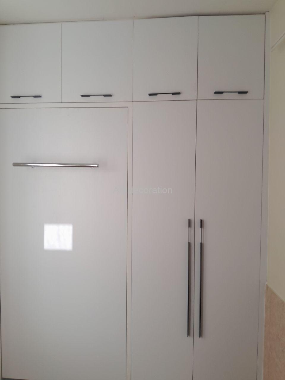 کمد رخت خواب دو درب لولایی با دستگیره بلند مشکی سفید - Image 5