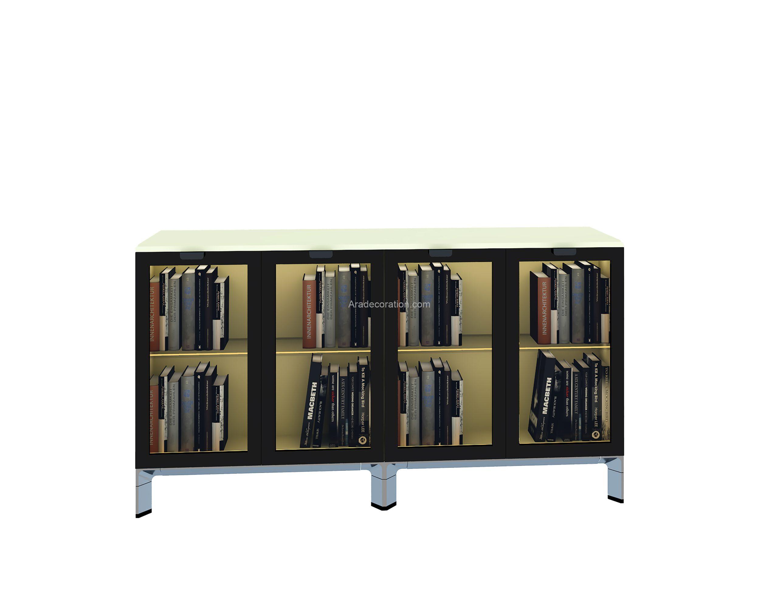 کتابخانه و میز کردنزا (Credenza) با پایه آلومینیوم - Image 22