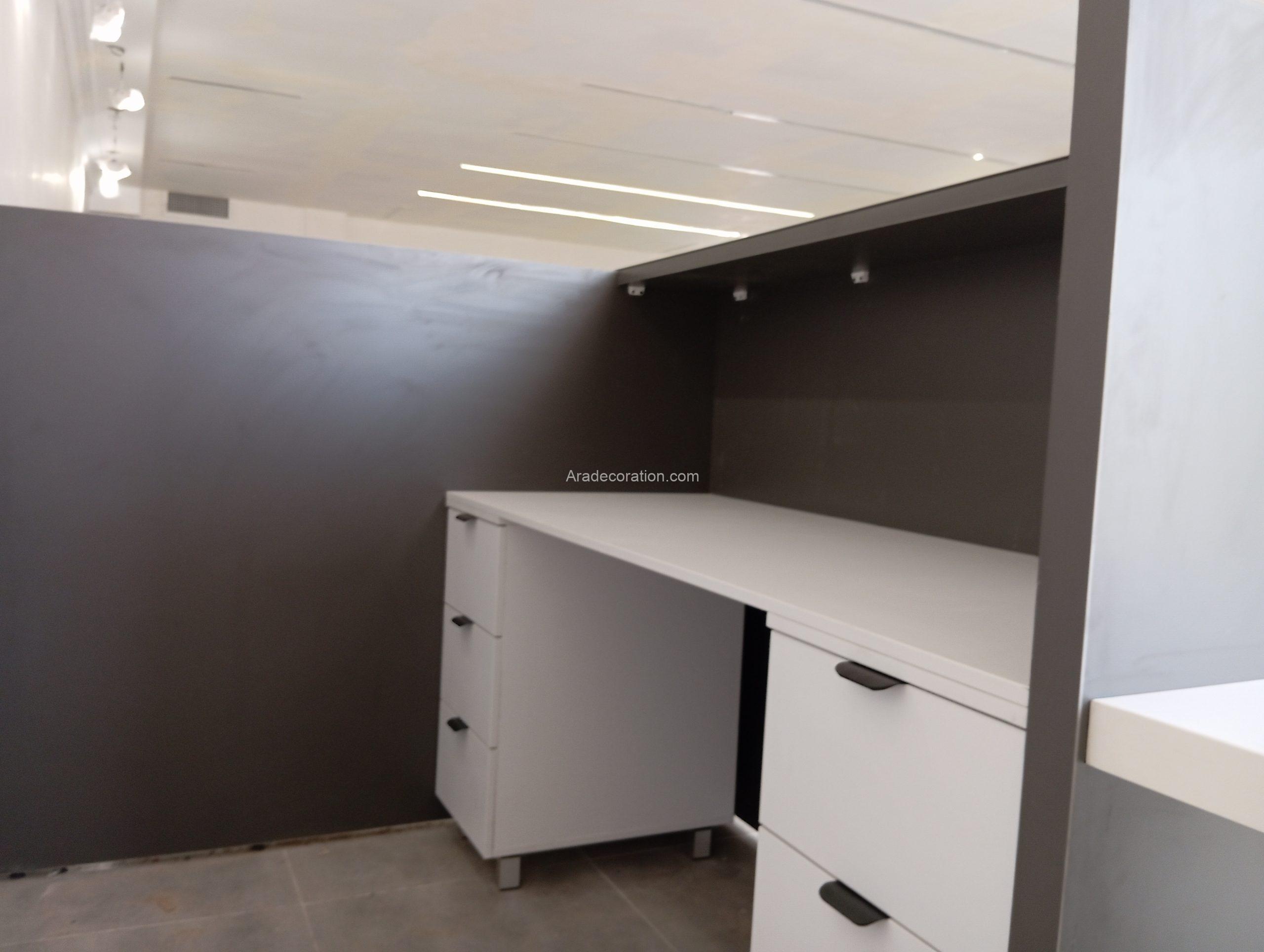 میزمنشی ام دی اف مدرن سفید طوسی - میز پذیرش - Image 4