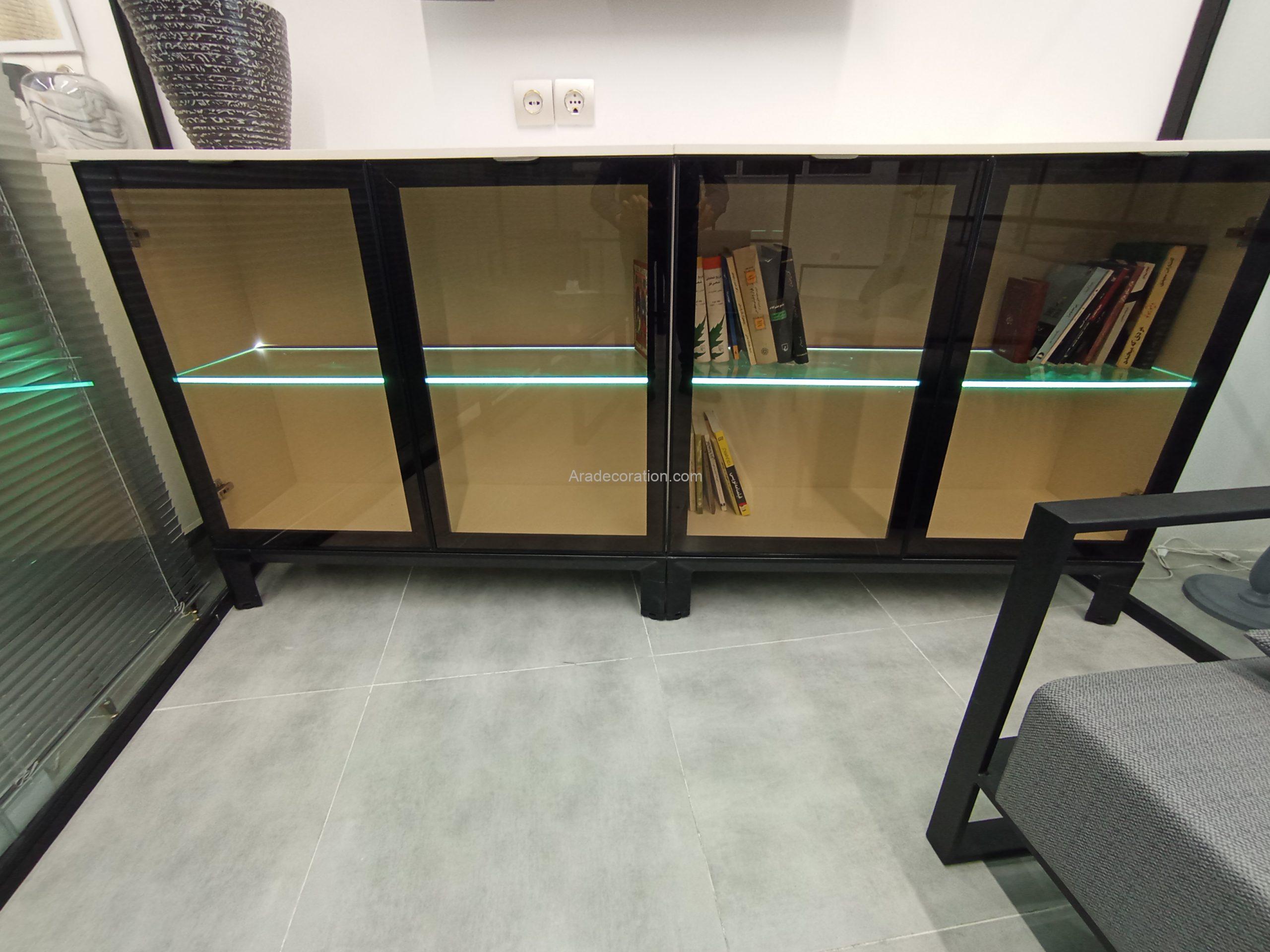 کتابخانه و میز کردنزا (Credenza) با پایه آلومینیوم - Image 4