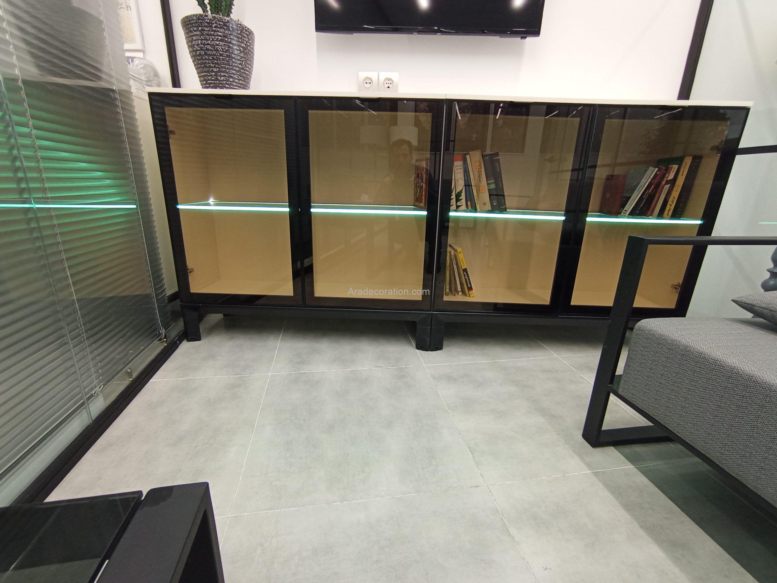 کتابخانه و میز کردنزا (Credenza) با پایه آلومینیوم - Image 3