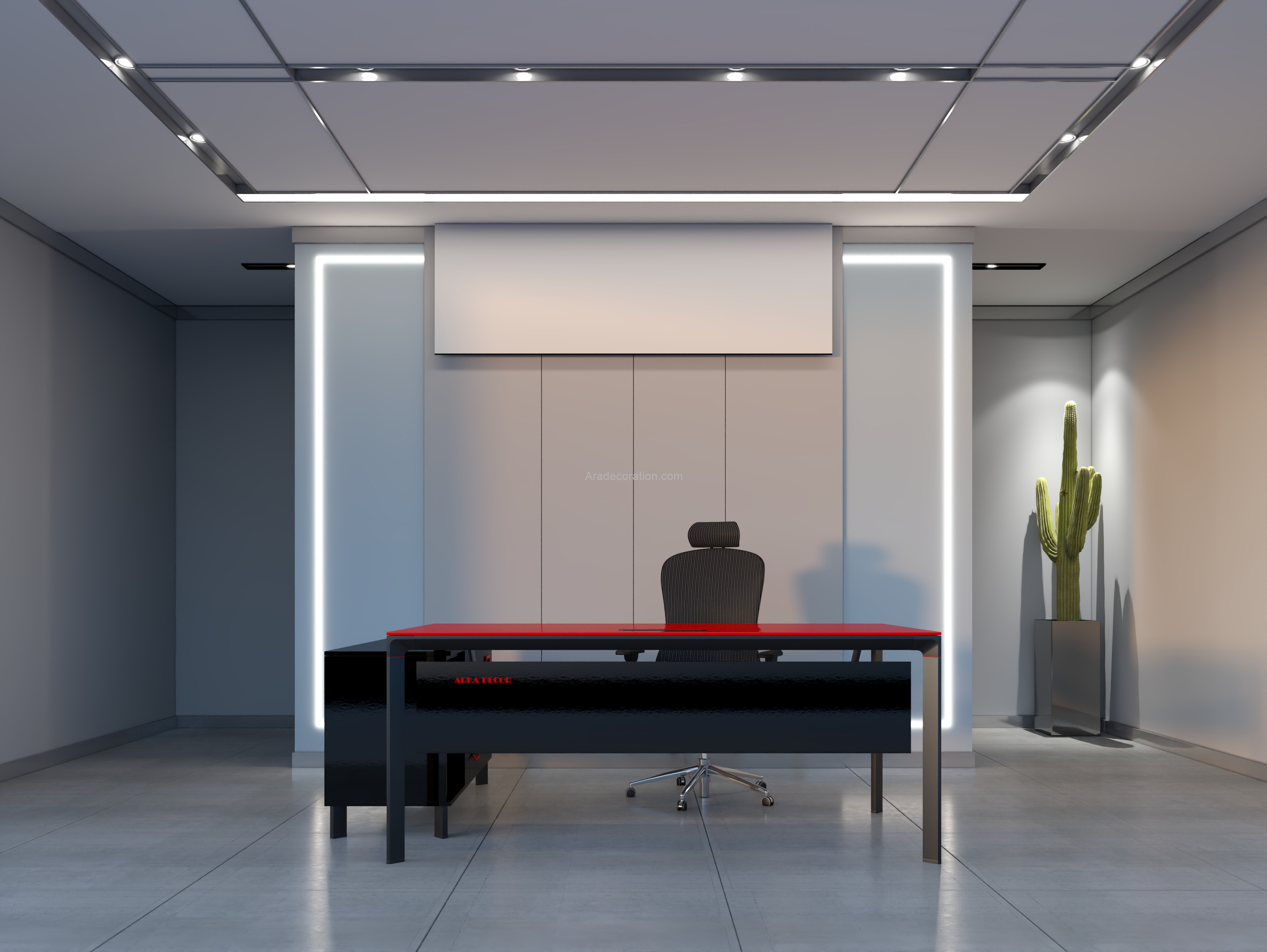 میز مدیریت ال فریم آلومینیوم رویه شیشه رنگی لاکوبل - Image 13