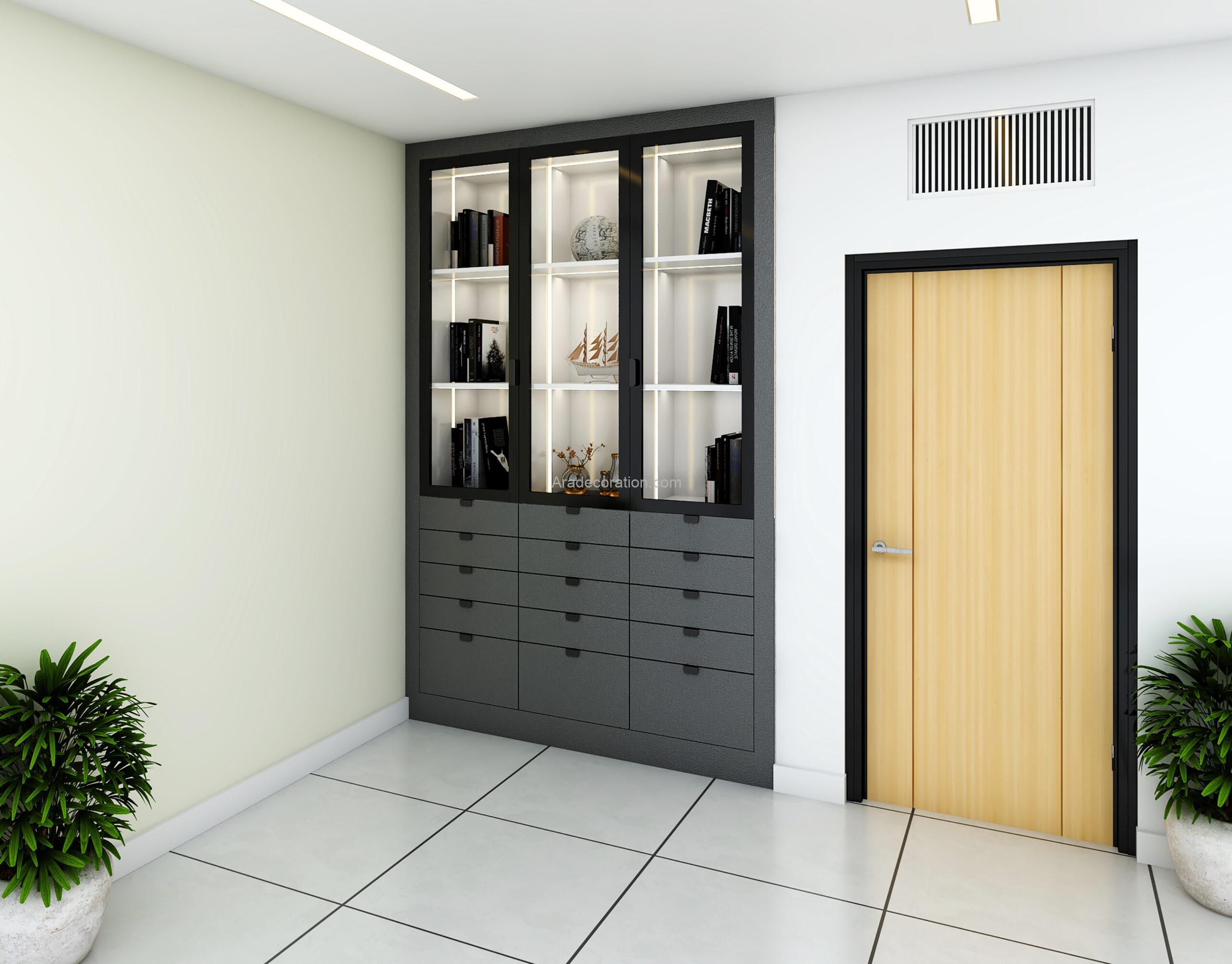 کمد ویترین درب پروفیل شیشه ای , کتابخانه فایلینگ اداری