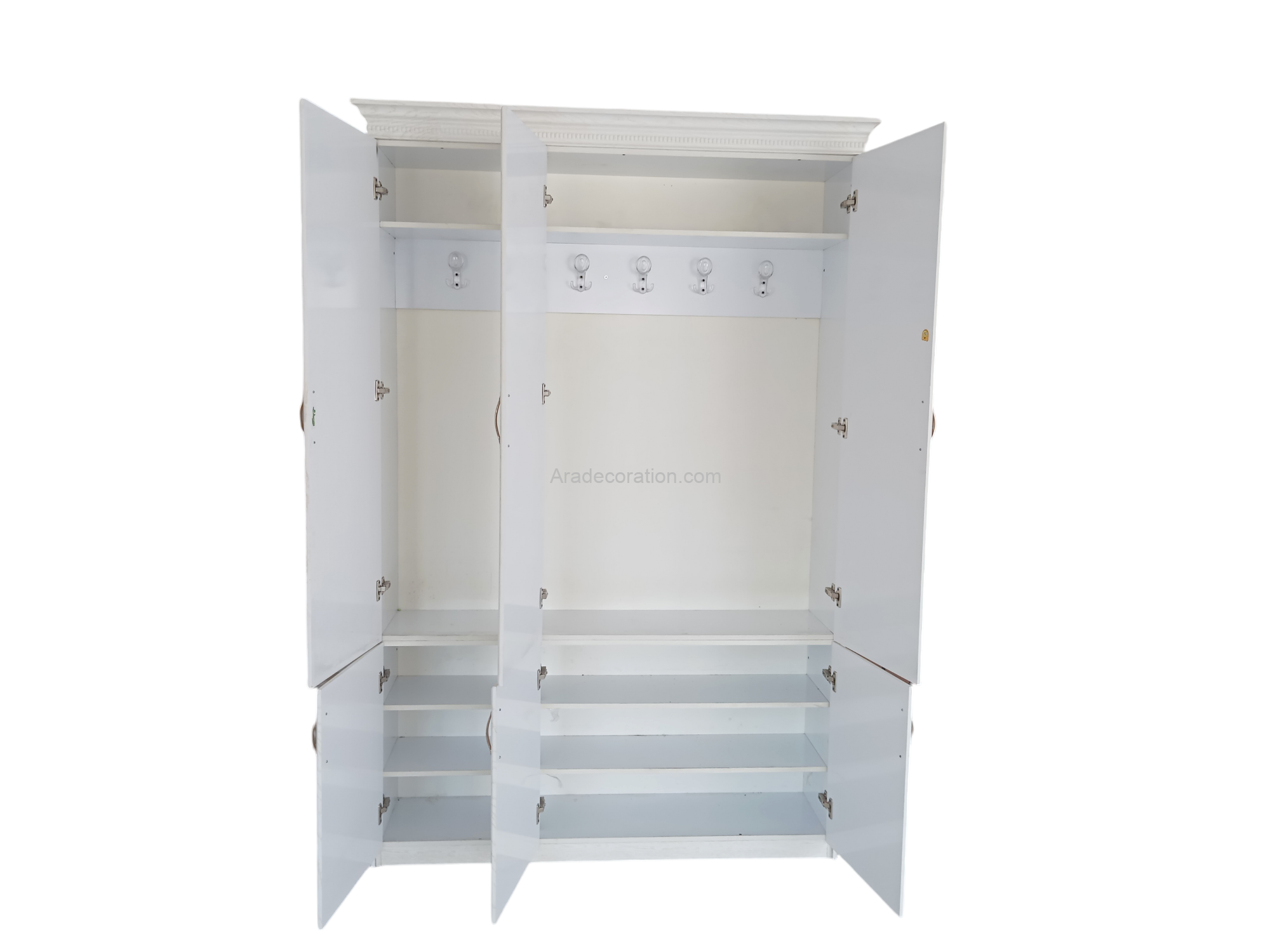 کمد جا لباسی یا کمد جا کفشی درب لولایی کلاسیک سفید طلایی سه درب - Image 7