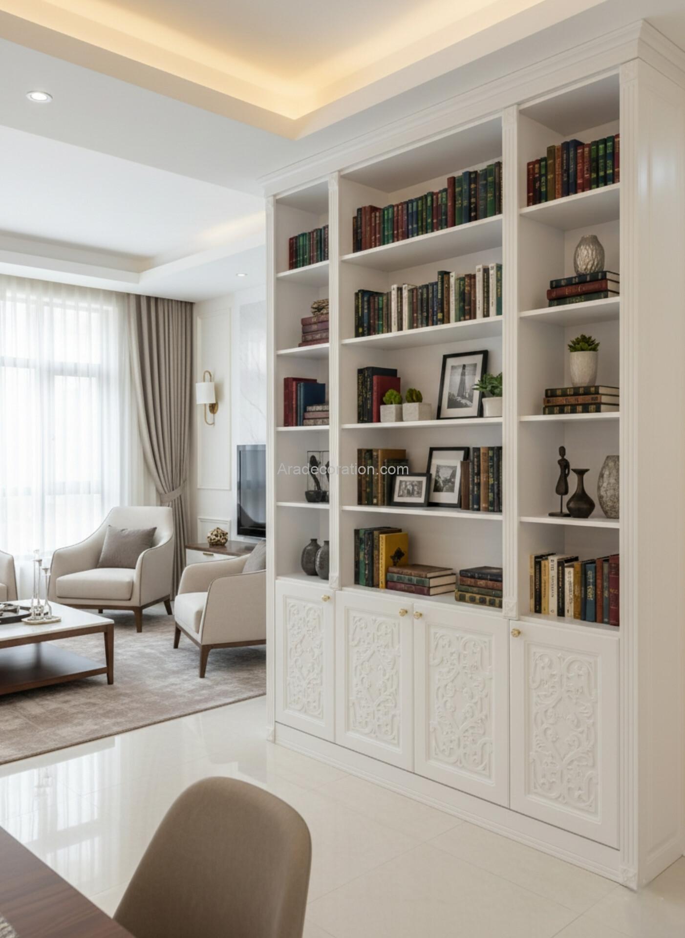 کتابخانه دیواری مدل میلان سفید MDF